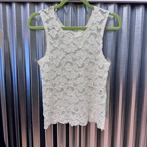 Vintage Victoria's Secret Off-White Colored Lace Tank Top Camisole-Gold Label